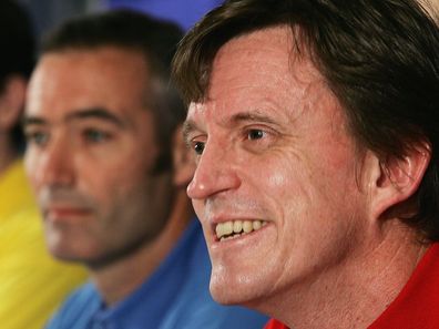Murray Cook of the Wiggles talks to the media during a press conference after an announcement was made Sam Moran will stand in for yellow Wiggle Greg Page for their foreseeable future performances following Page falling ill with a condition called orthostatic intolerance, at Burswood Dome on November 30, 2006 in Perth, Australia. 