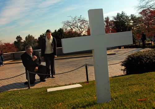Juan Romero and his daughter Elda Romero visit the grave site of Robert F. Kennedy for the first time in since the 1968 assassination