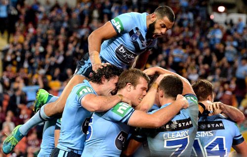 Despite a first half of Queensland dominance, the Blues weren't out of the game though, with two late tries to send them into half-time in front. Picture: Getty.