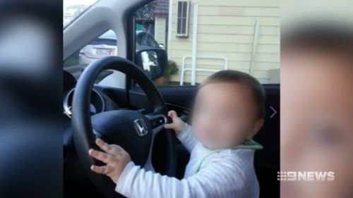 The young boy was left in the car for one hour with the air conditioning on. (9NEWS)