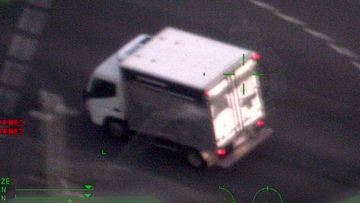 Polair vision of the truck being driven between Mooloolaba and Brisbane. 