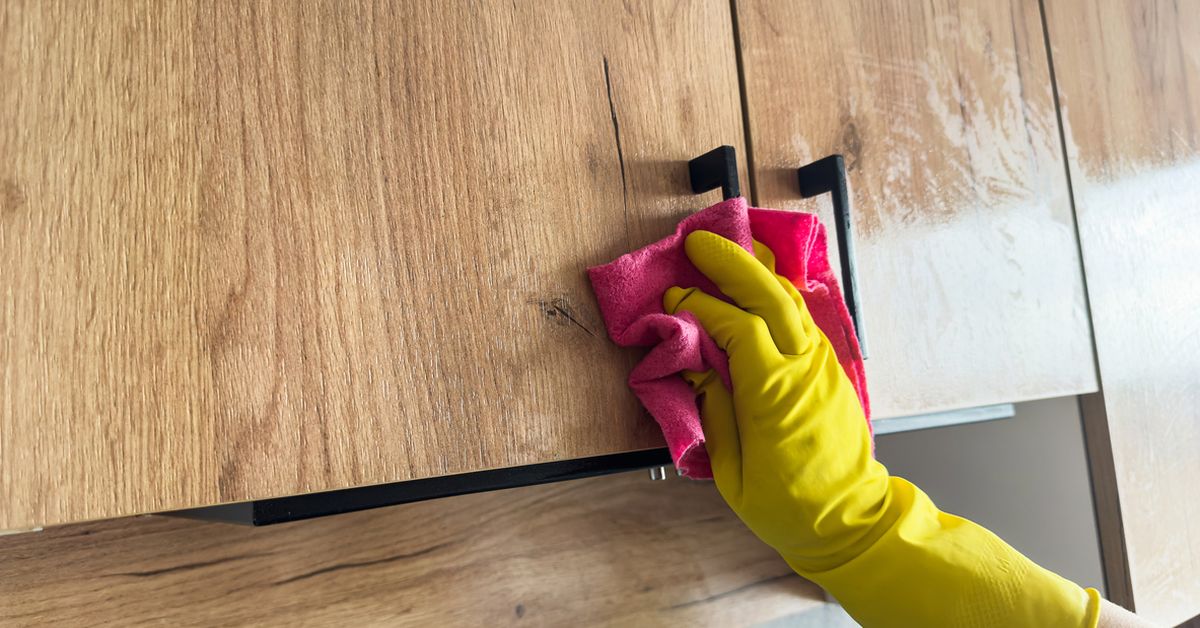 Kitchen cabinets covered in years of grease transform with item hiding in your wallet