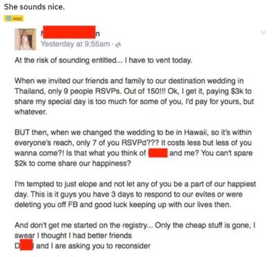 Angry bride rant