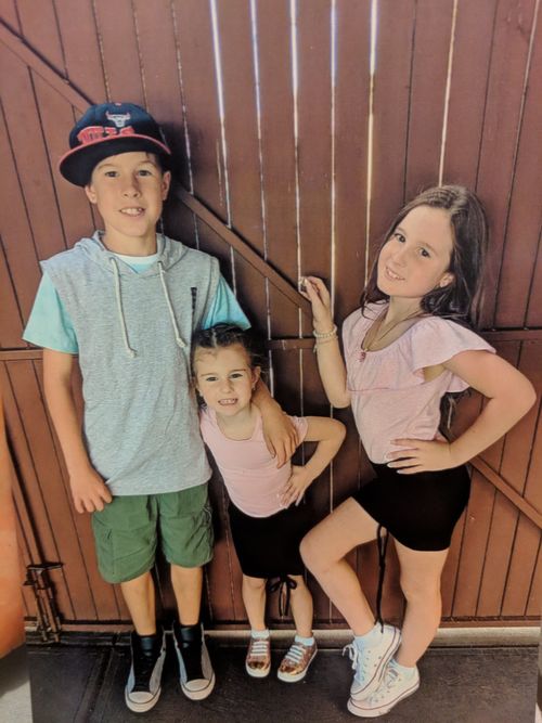 Briella (right) with her brother Brock, 11, and sister, Shaylah, 5.