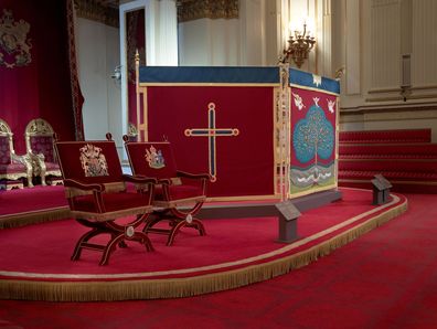 The Throne Chairs used by Their Majesties for the Enthroning and the Homage next to the Anointing Screen