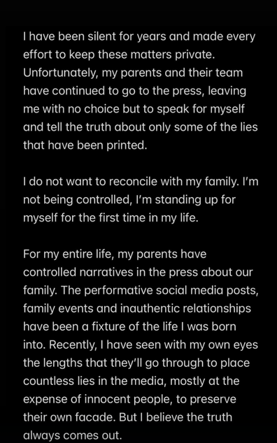 Brooklyn Beckham shares statement about ongoing feud with his parents David and Victoria Beckham