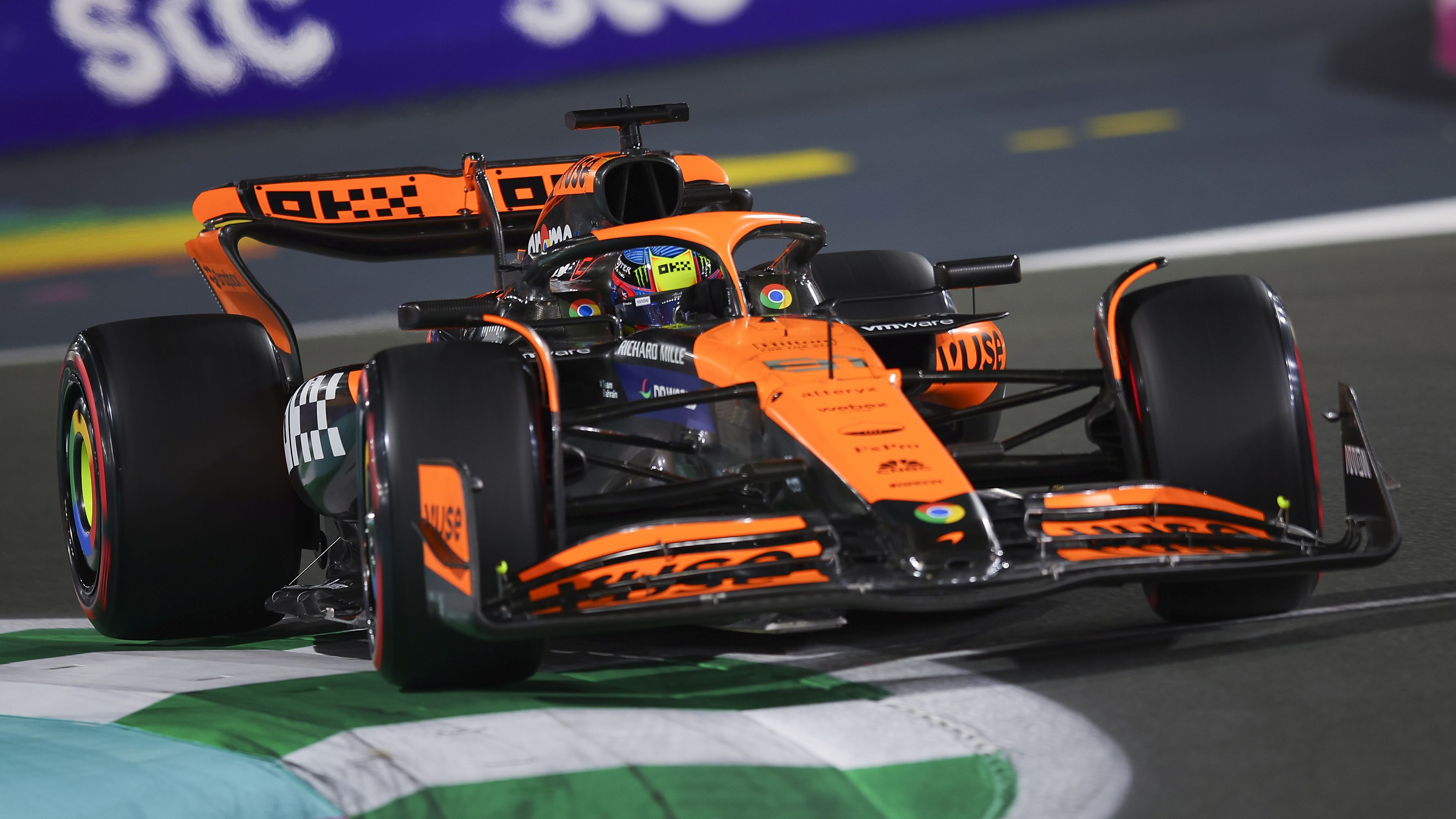 Oscar Piastri of Australia driving the (81) McLaren F1 Team MCL38 on trakc during qualifying ahead of the F1 Grand Prix of Saudi Arabia at Jeddah Corniche Circuit on March 08, 2024 in Jeddah, Saudi Arabia. (Photo by Eric Alonso/Getty Images)