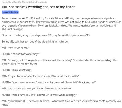 She recalls a conversation her MIL had about the dress and is worried about what she will do next.
