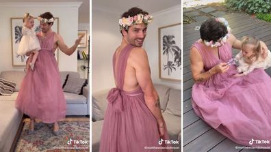 Matty J was trolled after dressing up as Cinderella with his toddler Marlie-Mae in a TikTok video