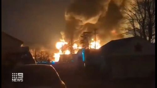 Train derailment in northeastern Ohio sparks massive fire