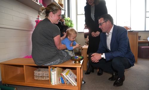 Premier Daniel Andrews today pledged to expand Labor's free TAFE program to two early-childhood education and care courses if his government is re-elected this weekend.

