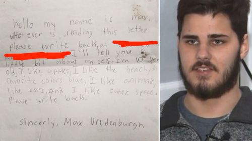 Max Vredenburgh threw a message in a bottle into the Atlantic Ocean in 2010, when he was just 10.