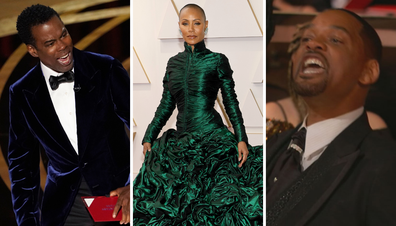 Chris Rock, Jada Pinkett Smith and Will Smith at the Oscars 2022