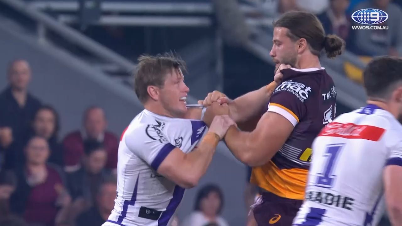 Pat Carrigan, Harry Grant involved in melee during carnage-filled first half of Broncos-Storm clash