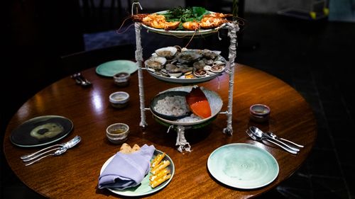 The welcome platter filled with Caribbean-style dishes using Australian ingredients.