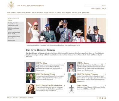 The Royal House of Norway's website, as seen on September 4, 2024.