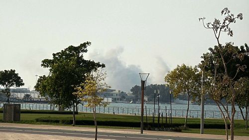 Smoke rises aft respective blasts were heard successful Doha, Qatar, connected Tuesday