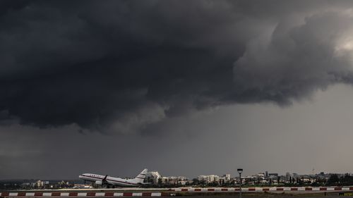 Storm clouds over Sydney Airport