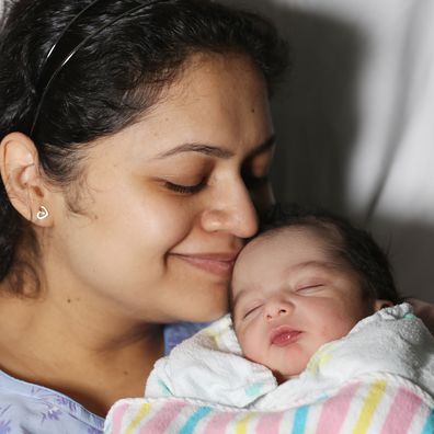 Little Ruaan Khanna arrived at Brisbane's Mater Mothers' Hospital on Tuesday, February 22, 2022, meaning his birthdate will read 22/2/22.