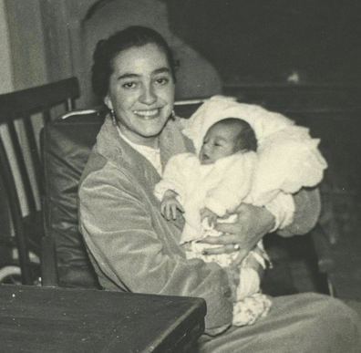 Andrea Bocelli as a baby with her mother, Edi.