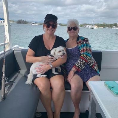 Shelly Horton with mum Lindy and Mr Barkley.