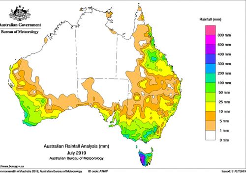 July was incredibly dry across Australia, save for Tasmania.