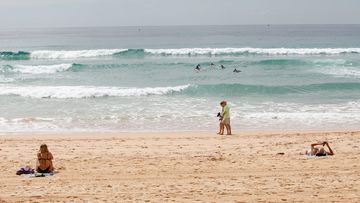 People at Manly Beach in Sydney.