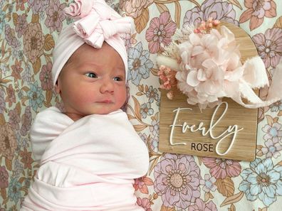 Riarne Marwood and Chaz Mostert's baby Everly Rose