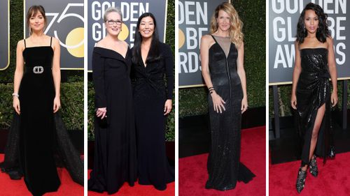 Many Hollywood stars attended in black as part of the 'Time's Up' as a statement against sexual harassment.