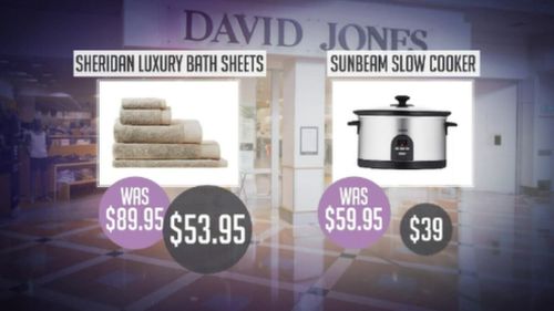 Reductions on bath sheets and slow cookers at David Jones. 
