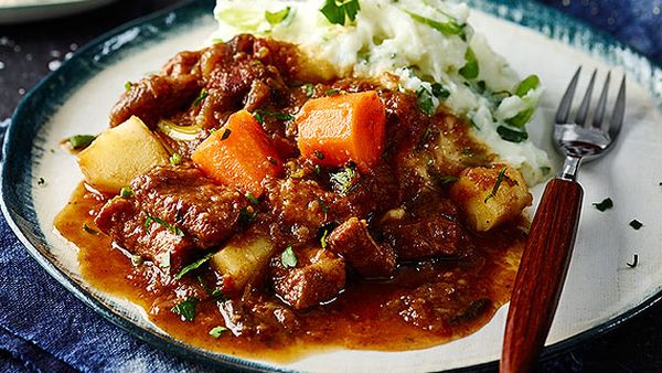 Pork and winter vegetable hot pot with champ