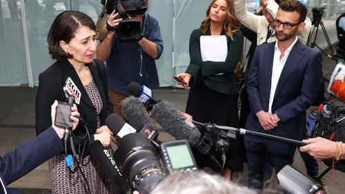 Former NSW Premier Gladys Berejiklian speaks to the media as she departs the Independent Commission Against Corruption