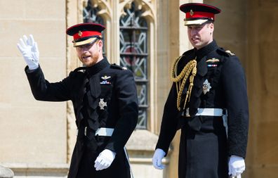 The brothers ahead of Harry and Meghan's wedding at St George's Chapel, Windsor Castle on May 19, 2018 in Windsor.