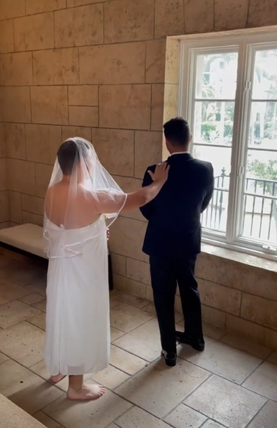 Groom shocked after unexpected guest appears for 'first look' at the bride