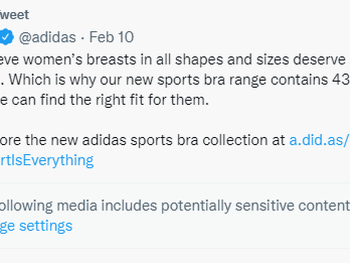 Adidas tweets uncensored bare womens' breasts for new sports bra