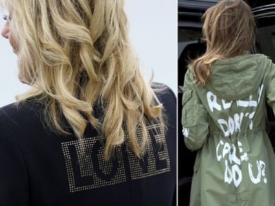 Jill Biden's 'love' jacket and Melania Trump's 'I don't care' jacket.