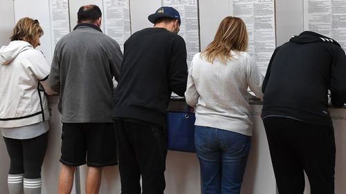 Victorians at the ballot box this morning.