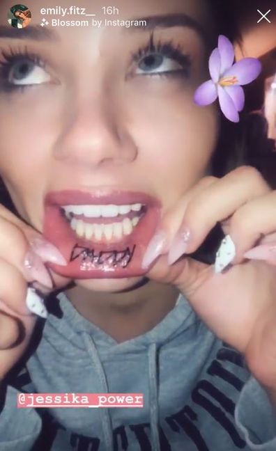 Jessika Power lip tattoo