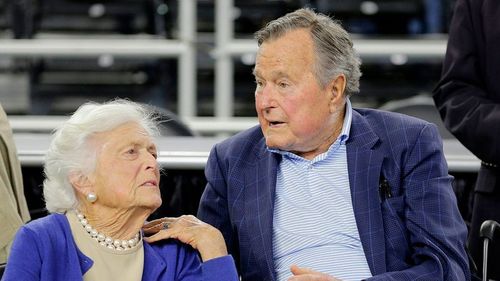 Mrs Bush with her husband President George H.W. Bush in 2015. (AP) 