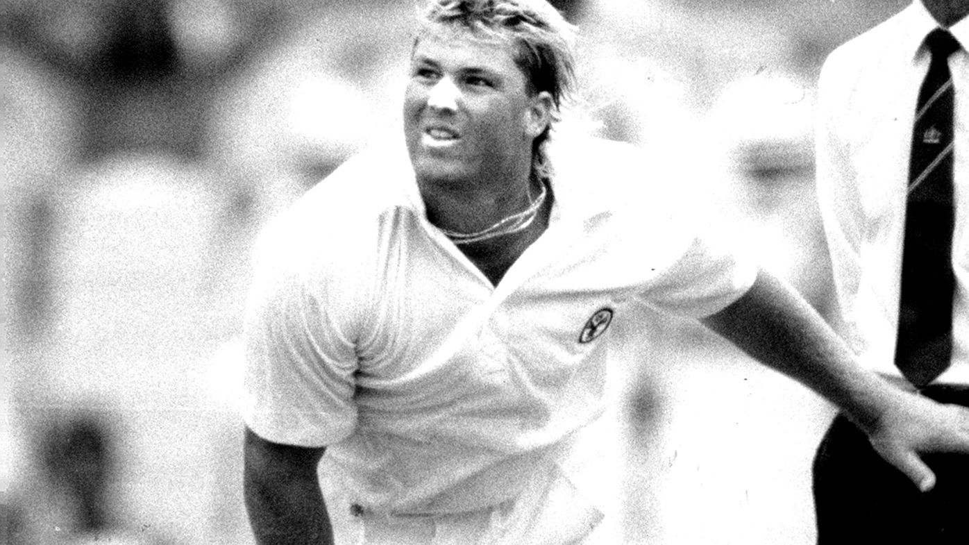 Shane Warne bowling during his Test debut in 1992.