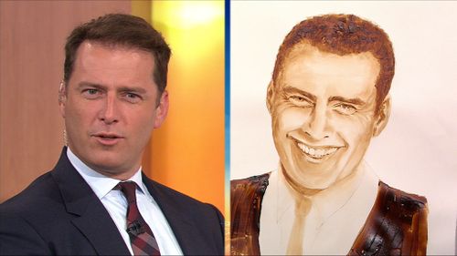 Stefanovic lined up against his Vegemite portrait. (TODAY)