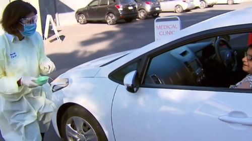 A drive through clinic set up to give flu vaccines in Forest Hill Family Clinic in Melbourne's east.