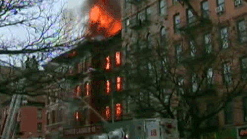 Fire quickly spread at the Manhattan building. (Supplied)