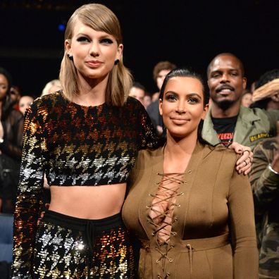 Taylor Swift and Kim Kardashian at the 2015 Grammy Awards