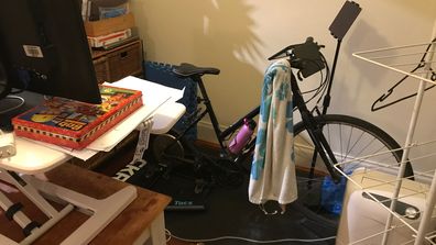 My simple, Zwift set-up: Not the flashiest but more than did the job.