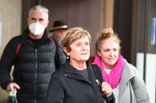 Sue Strath, a former childcare colleague of Lynette Dawson, leaves the NSW Supreme Court after giving evidence at the murder trial of Chris Dawson.  Photo Peter Rae. Tuesday 24 May, 2022