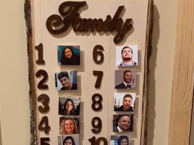 A "leaderboard" with "Family" written on top and grandchildren ranked one to ten with pictures.