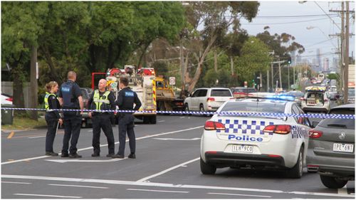 A man is in custody after allegedly crashing a stolen tow truck in Melbourne's Sunshine this evening.