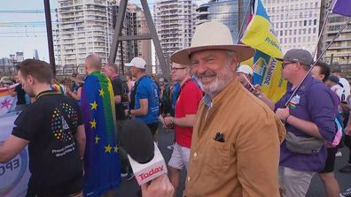 Sam Neill said he was participating in the march to support friends.