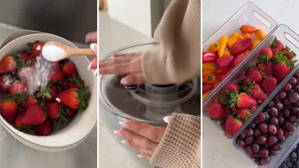 Woman&#x27;s fruit cleaning routine
